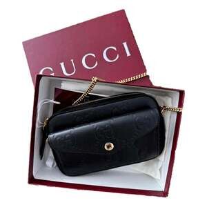 Gucci Gilbert Black Guccissima Leather Double Zip Camera Crossbody